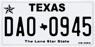TX license plate DAO0945