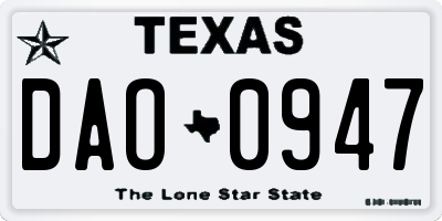 TX license plate DAO0947