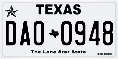 TX license plate DAO0948