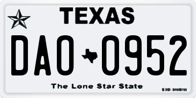 TX license plate DAO0952