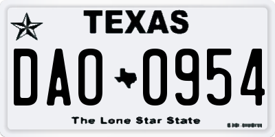 TX license plate DAO0954