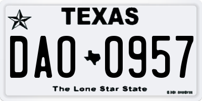 TX license plate DAO0957
