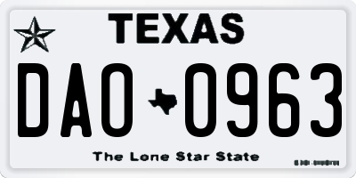 TX license plate DAO0963