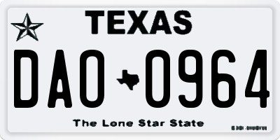 TX license plate DAO0964