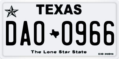 TX license plate DAO0966