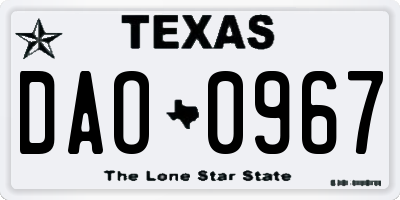 TX license plate DAO0967