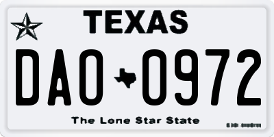 TX license plate DAO0972