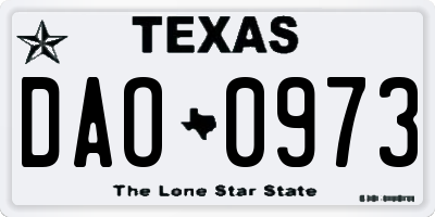 TX license plate DAO0973