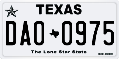 TX license plate DAO0975