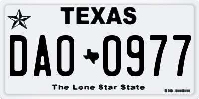 TX license plate DAO0977
