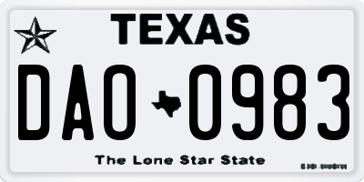 TX license plate DAO0983