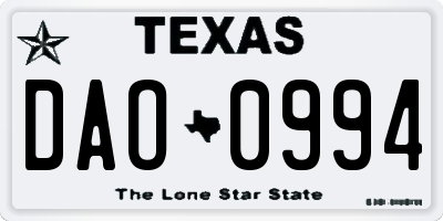 TX license plate DAO0994