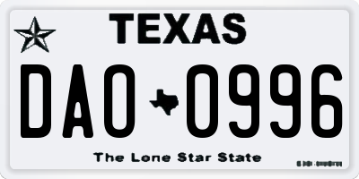 TX license plate DAO0996