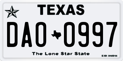 TX license plate DAO0997