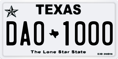 TX license plate DAO1000