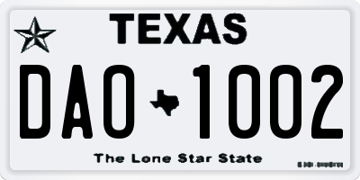 TX license plate DAO1002