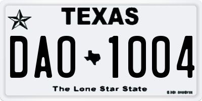 TX license plate DAO1004