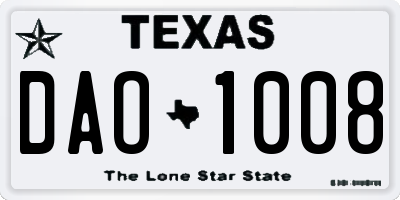 TX license plate DAO1008