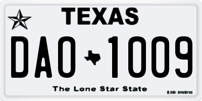 TX license plate DAO1009