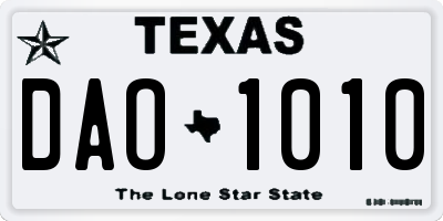 TX license plate DAO1010