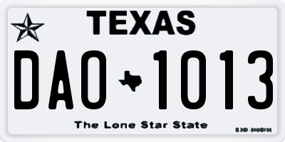 TX license plate DAO1013