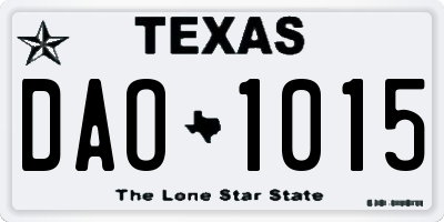 TX license plate DAO1015