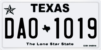 TX license plate DAO1019