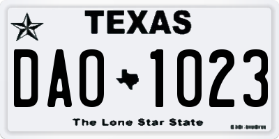 TX license plate DAO1023