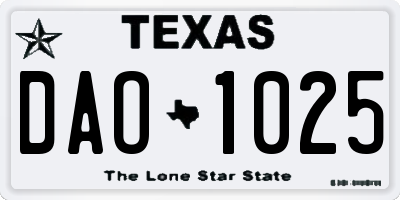 TX license plate DAO1025