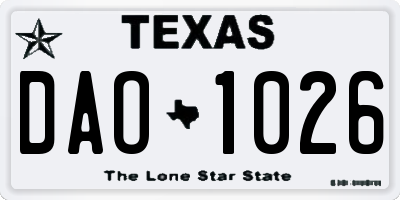 TX license plate DAO1026