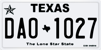 TX license plate DAO1027