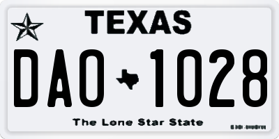 TX license plate DAO1028