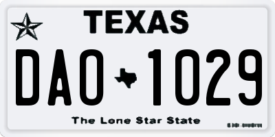 TX license plate DAO1029