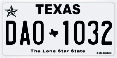 TX license plate DAO1032