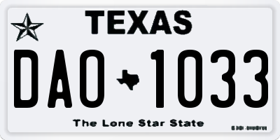 TX license plate DAO1033