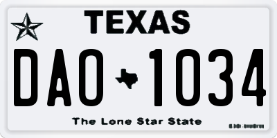 TX license plate DAO1034