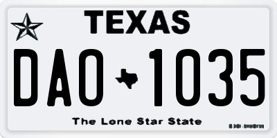 TX license plate DAO1035