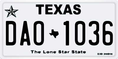 TX license plate DAO1036