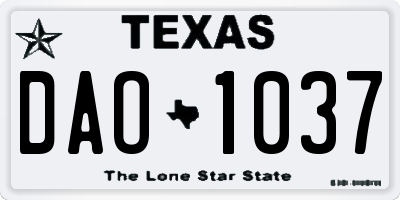 TX license plate DAO1037