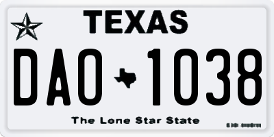 TX license plate DAO1038