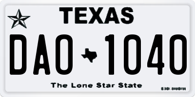 TX license plate DAO1040