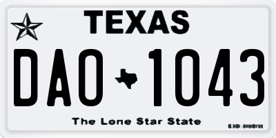 TX license plate DAO1043