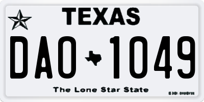 TX license plate DAO1049