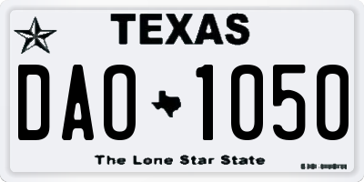 TX license plate DAO1050