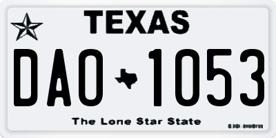 TX license plate DAO1053