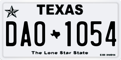 TX license plate DAO1054