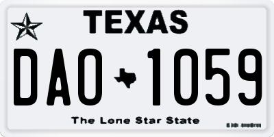 TX license plate DAO1059
