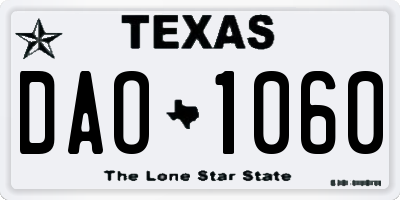 TX license plate DAO1060