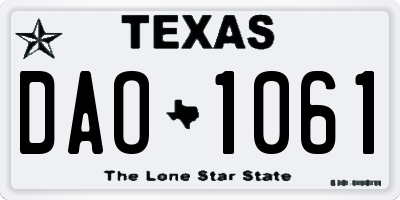 TX license plate DAO1061