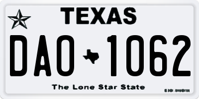 TX license plate DAO1062